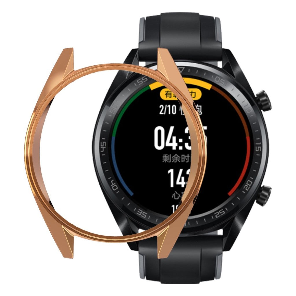 Vildt Godt Huawei Watch GT Cover med Skærmbeskytter i Plastik og Glas - Guld#serie_3