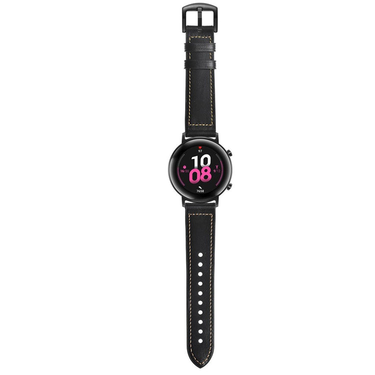 Glimrende Huawei Watch GT 2 42mm Ægte læder Rem - Sort#serie_1