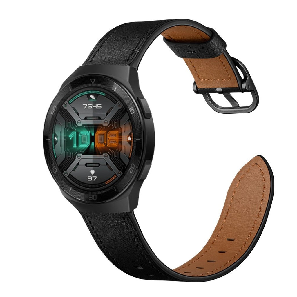 Godt Huawei Watch GT 2e Ægte læder Rem - Sort#serie_1