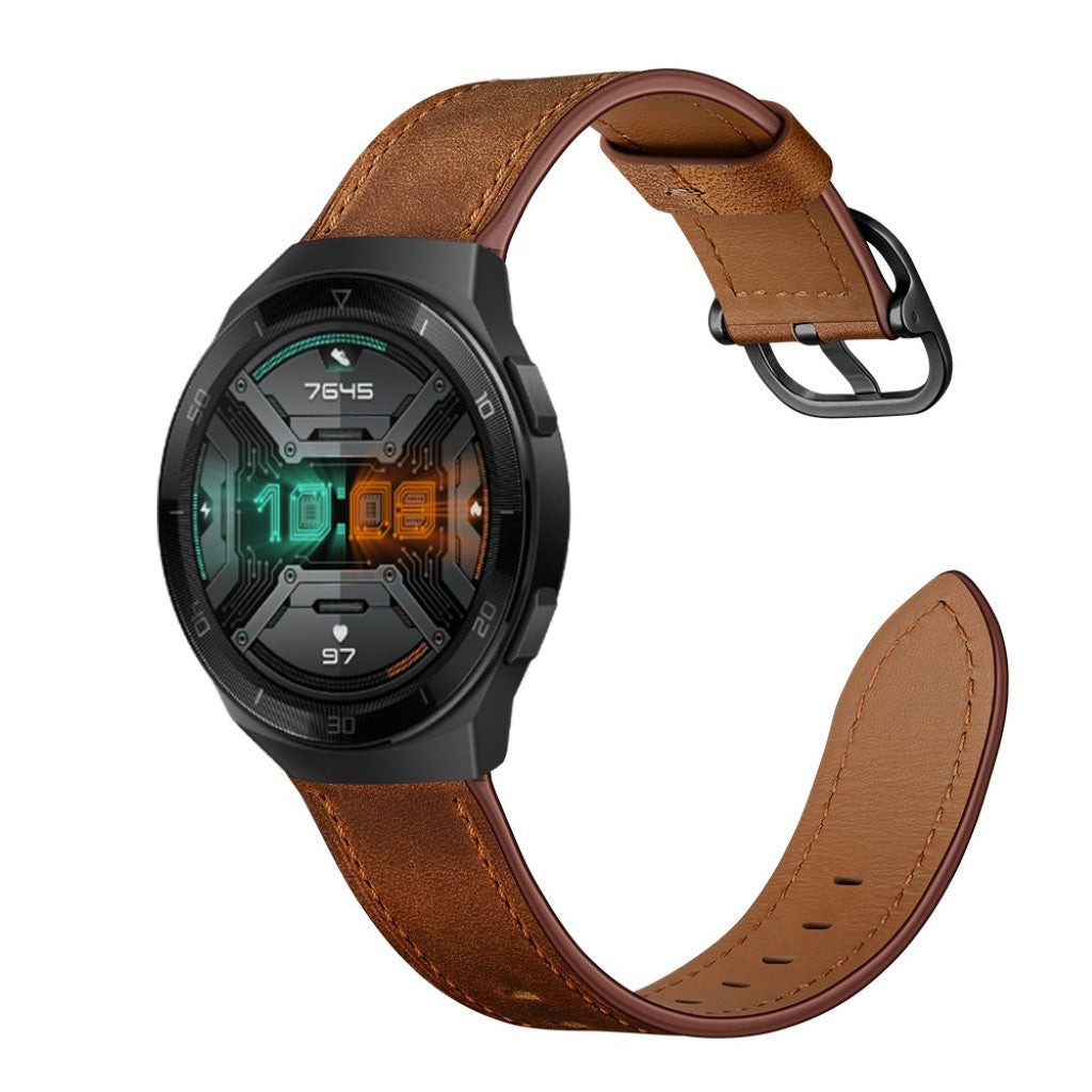 Godt Huawei Watch GT 2e Ægte læder Rem - Brun#serie_2