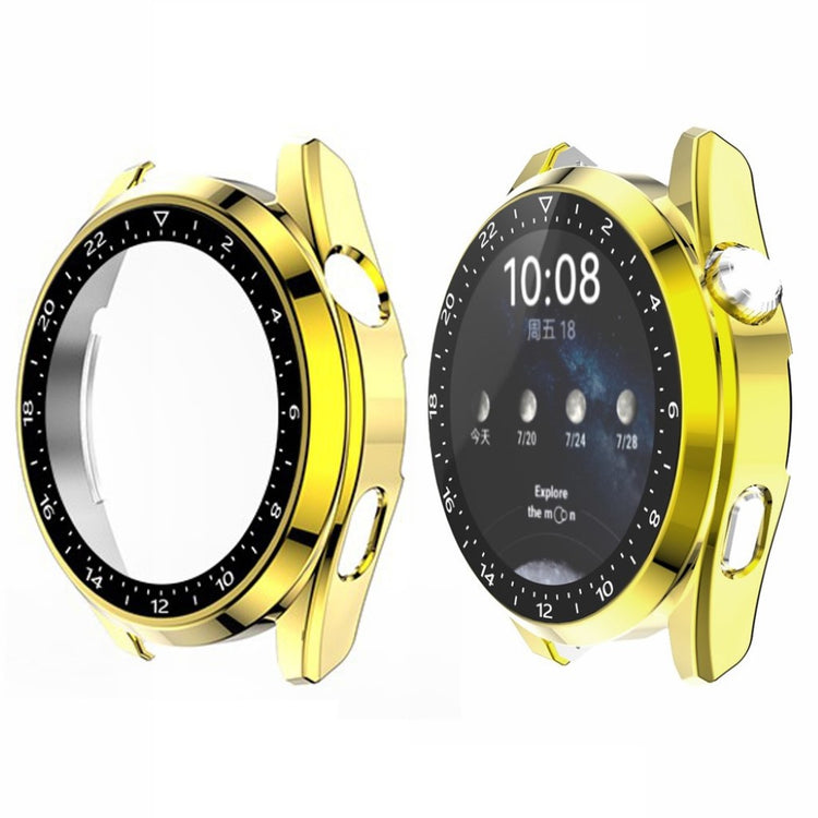 Fed Huawei Watch 3 Pro Cover med Skærmbeskytter i Plastik og Hærdet Glas - Guld#serie_7