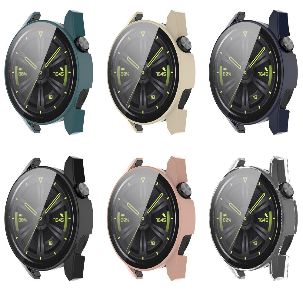 Fed Huawei Watch GT 3 (42mm) Cover med Skærmbeskytter i Plastik og Hærdet Glas - Grøn#serie_1