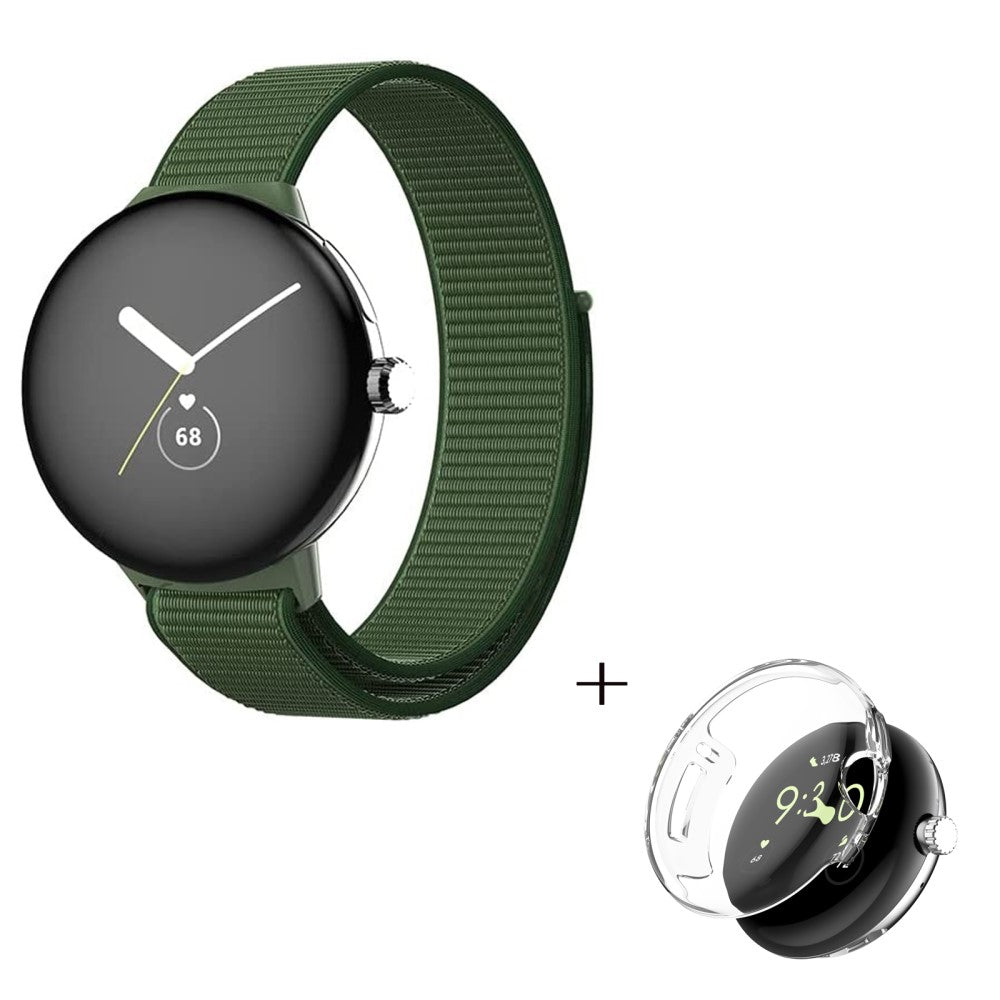 Super elegant Google Pixel Watch Plastik og Nylon Rem - Grøn#serie_6