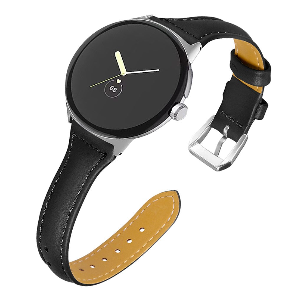 Rigtigt kønt Google Pixel Watch Ægte læder Rem - Sort#serie_4