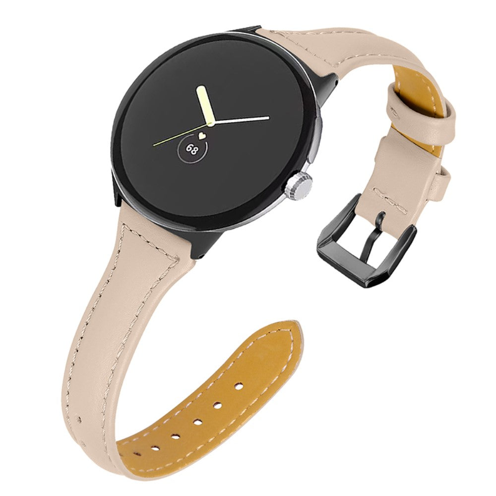 Meget fantastisk Google Pixel Watch Ægte læder Rem - Hvid#serie_14