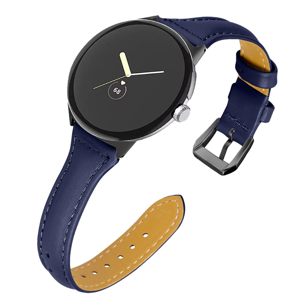 Meget fantastisk Google Pixel Watch Ægte læder Rem - Blå#serie_7