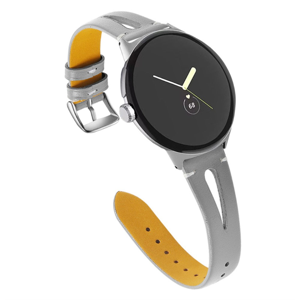 Fortrinligt Google Pixel Watch Ægte læder Rem - Sølv#serie_3