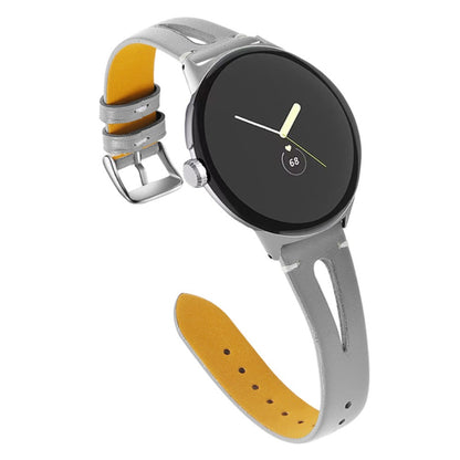 Fortrinligt Google Pixel Watch Ægte læder Rem - Sølv#serie_3