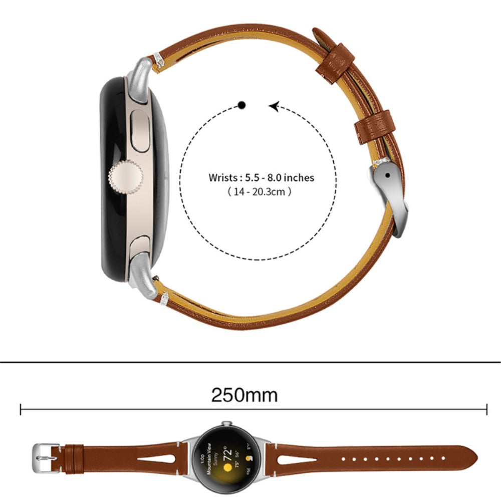 Fortrinligt Google Pixel Watch Ægte læder Rem - Brun#serie_6