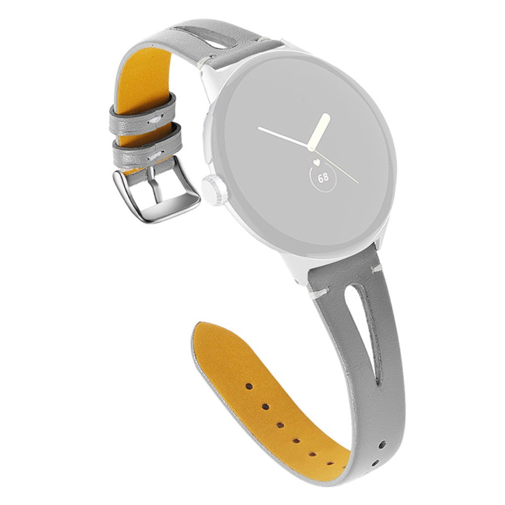 Fantastisk Google Pixel Watch Ægte læder Rem - Sølv#serie_3