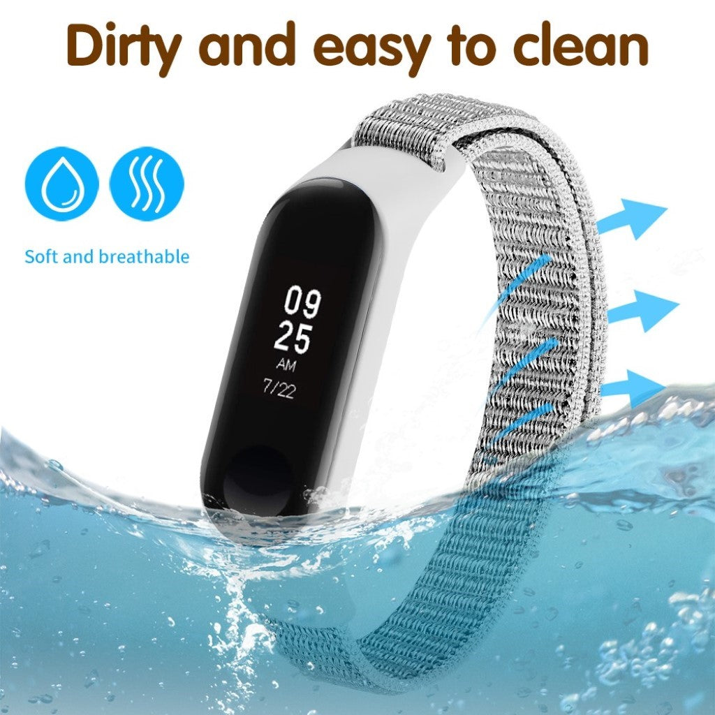 Smuk Xiaomi Mi Smart Band 4 / Xiaomi Mi Band 3 Nylon Rem - Sølv#serie_3