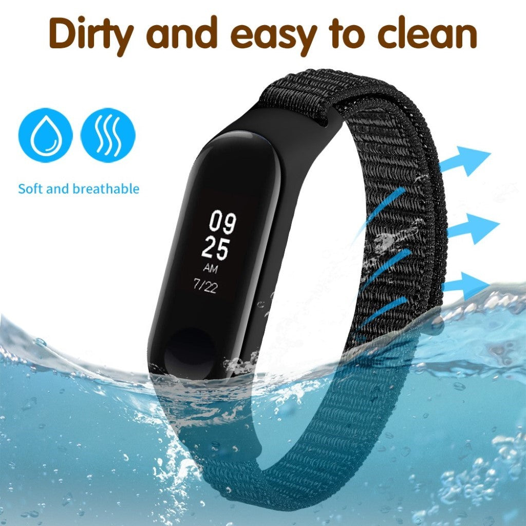 Smuk Xiaomi Mi Smart Band 4 / Xiaomi Mi Band 3 Nylon Rem - Sort#serie_4