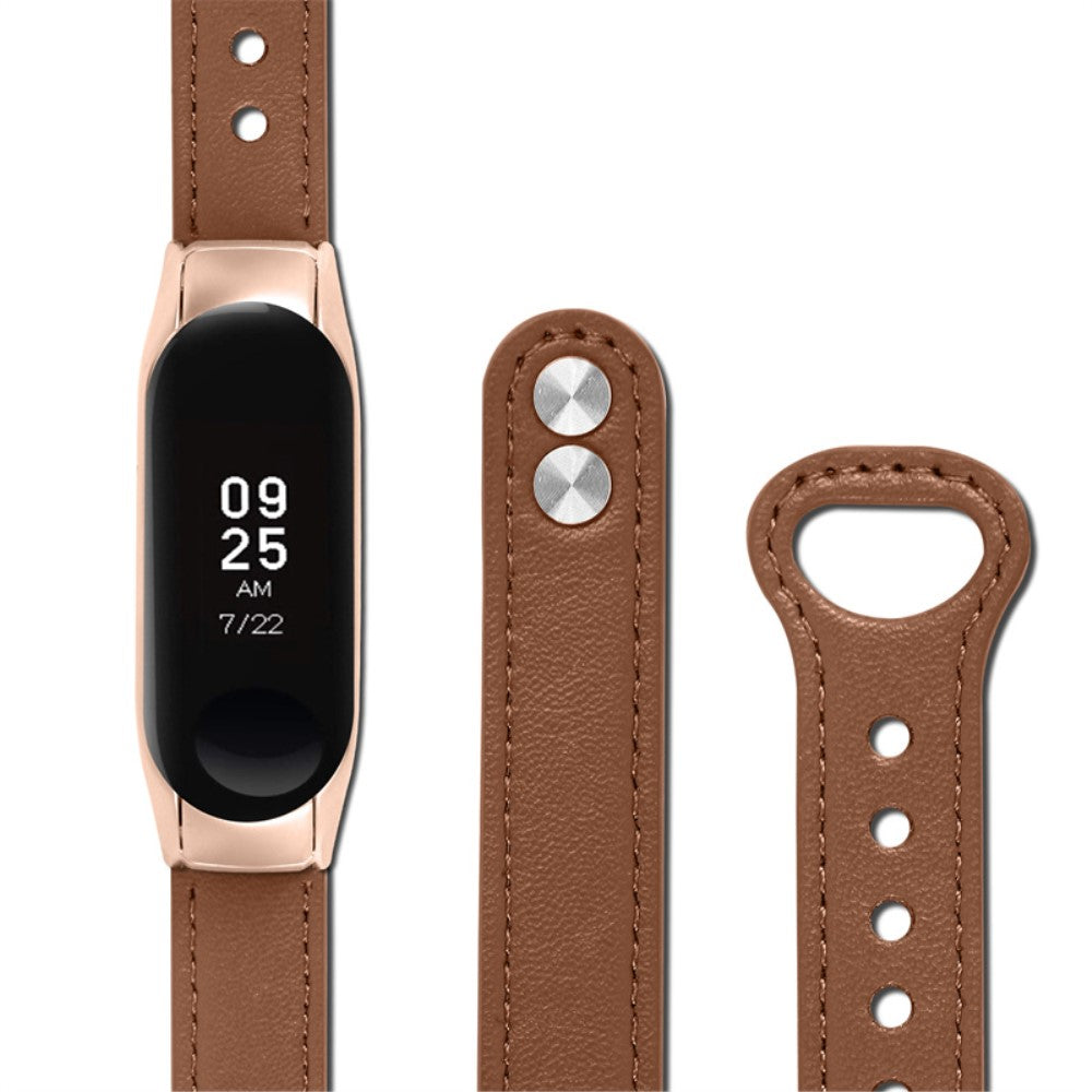  Xiaomi Mi Smart Band 6 / Xiaomi Mi Band 5 Ægte læder Urrem - Brun#serie_11