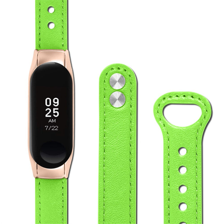  Xiaomi Mi Smart Band 6 / Xiaomi Mi Band 5 Ægte læder Urrem - Grøn#serie_9