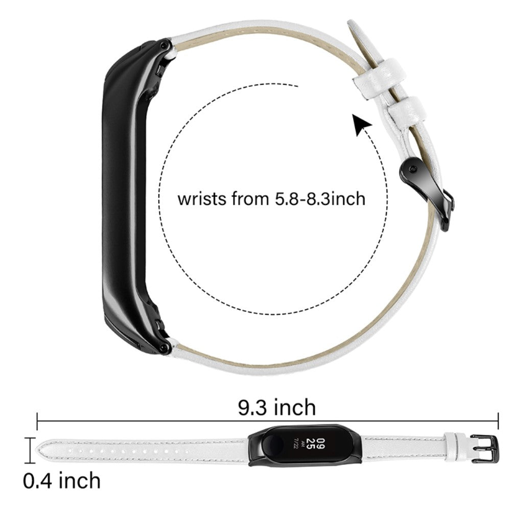 Super fint Xiaomi Mi Band 7 Ægte læder Urrem - Hvid#serie_1