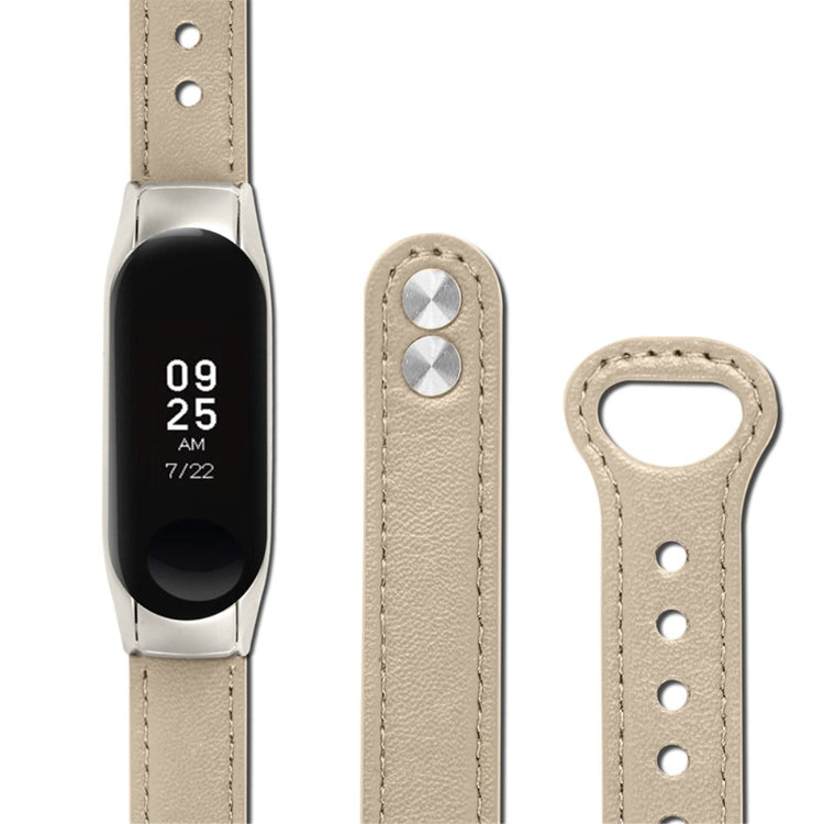  Xiaomi Mi Smart Band 4 / Xiaomi Mi Band 3 Ægte læder Urrem - Beige#serie_3