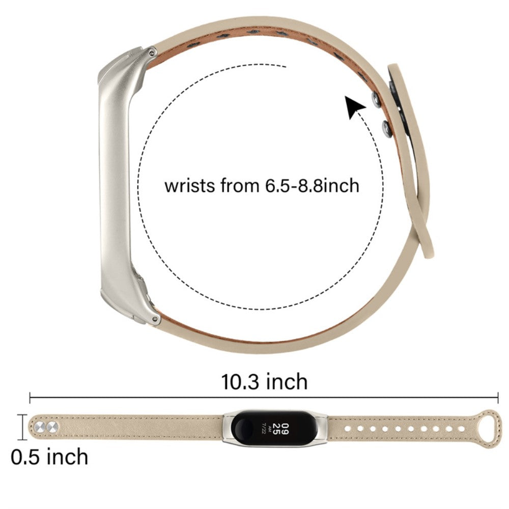  Xiaomi Mi Smart Band 4 / Xiaomi Mi Band 3 Ægte læder Urrem - Beige#serie_3