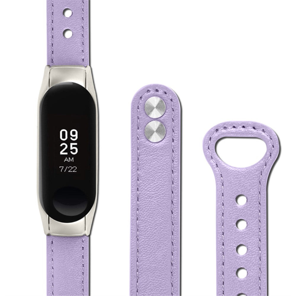  Xiaomi Mi Smart Band 4 / Xiaomi Mi Band 3 Ægte læder Urrem - Lilla#serie_6