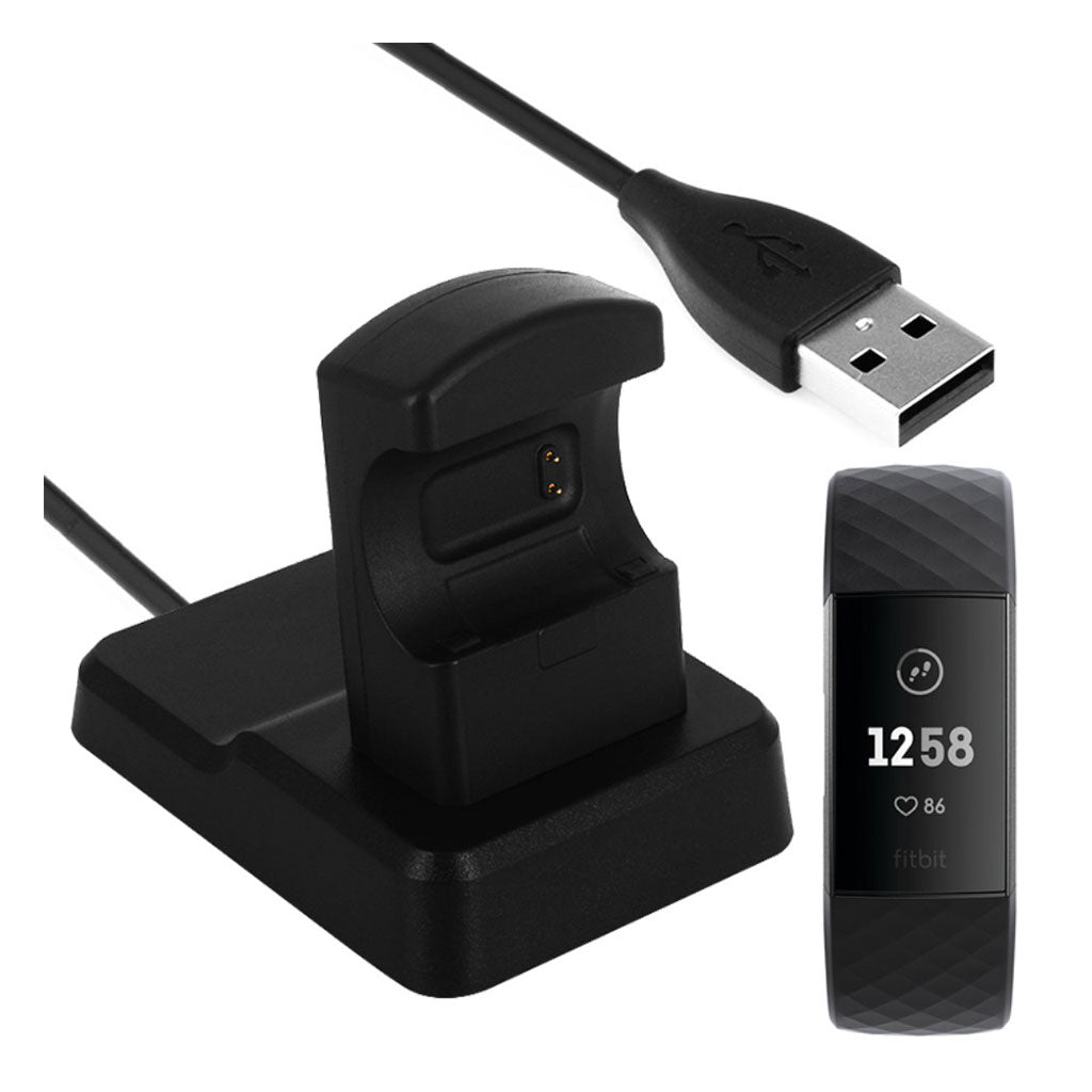 Plastik Fitbit Charge 3 / Fitbit Charge 4 USB Ladestation - Sort#serie_015