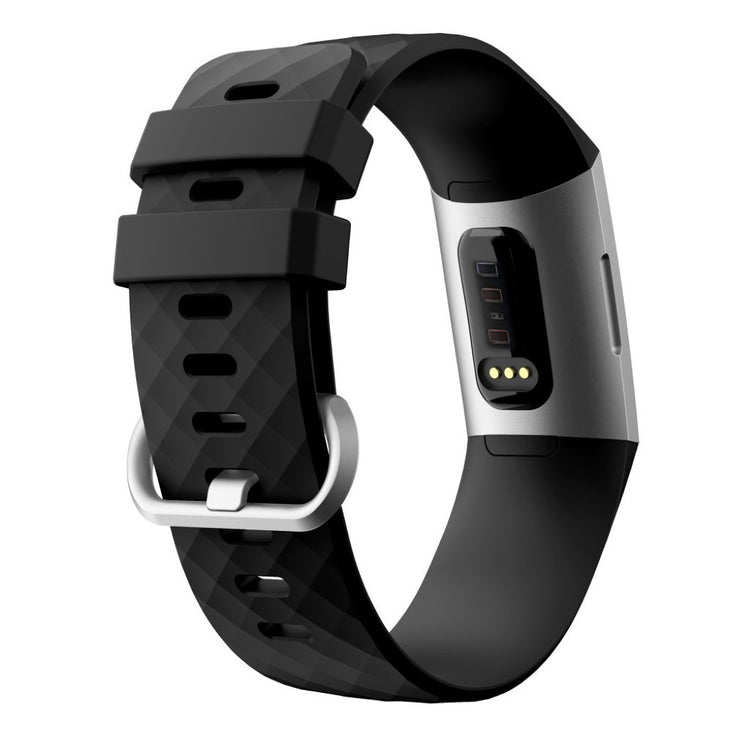 Mega sejt Fitbit Charge 4 / Fitbit Charge 3 Silikone Rem - Størrelse: L - Sort#serie_1