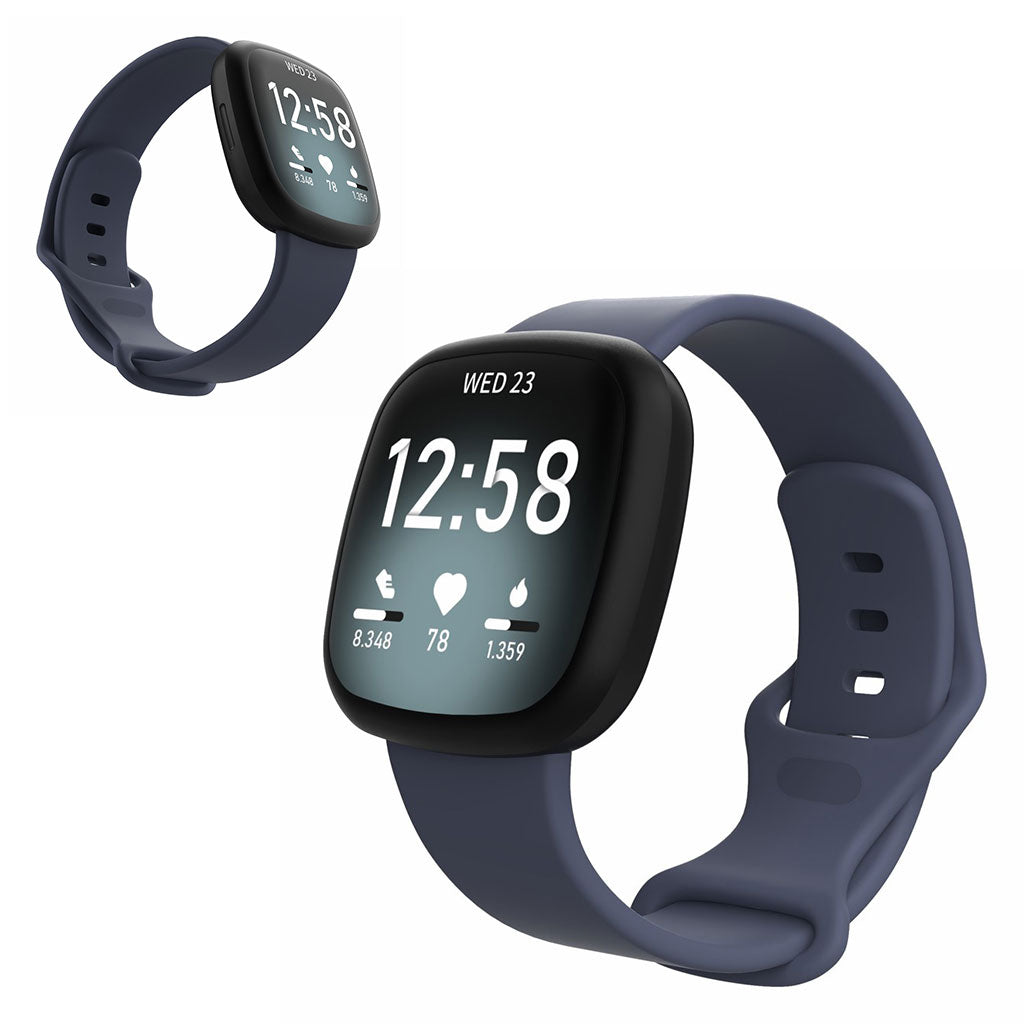 Helt vildt sejt Fitbit Versa 3 / Fitbit Sense Silikone Rem - Størrelse: L - Blå#serie_12