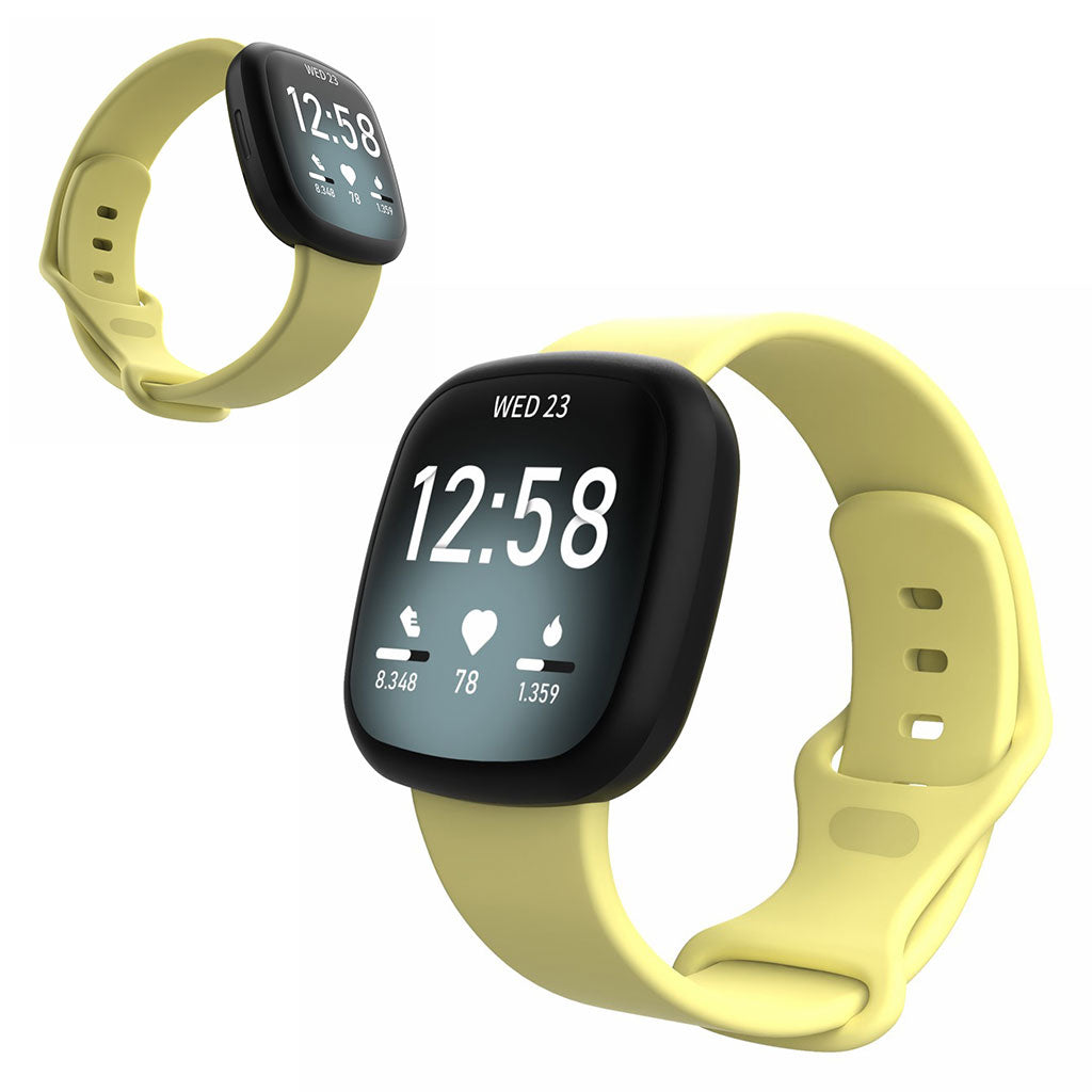 Helt vildt sejt Fitbit Versa 3 / Fitbit Sense Silikone Rem - Størrelse: L - Gul#serie_13