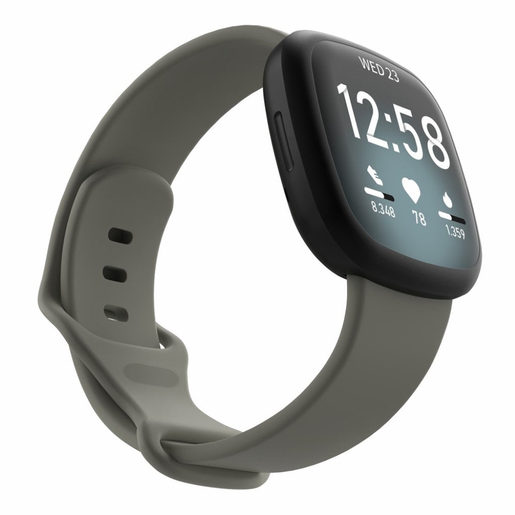 Helt vildt sejt Fitbit Versa 3 / Fitbit Sense Silikone Rem - Størrelse: L - Sølv#serie_2