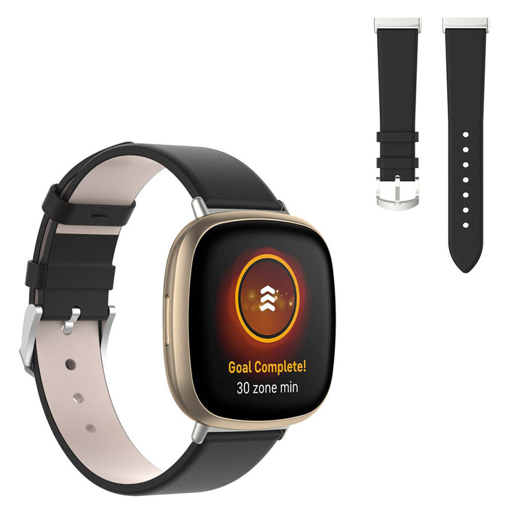 Rigtigt fint Fitbit Versa 3 / Fitbit Sense Silikone Rem - Sort#serie_1