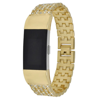 Super slidstærk Fitbit Charge 2 Metal og Rhinsten Rem - Guld#serie_2