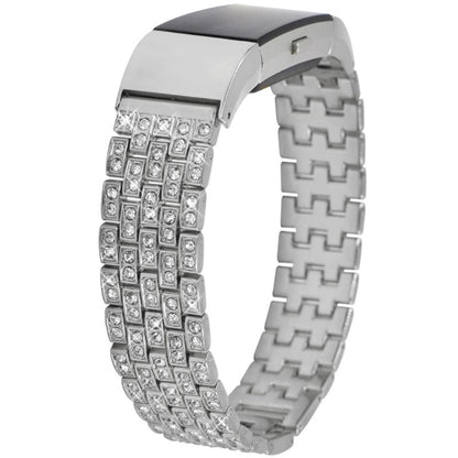 Super slidstærk Fitbit Charge 2 Metal og Rhinsten Rem - Sølv#serie_4