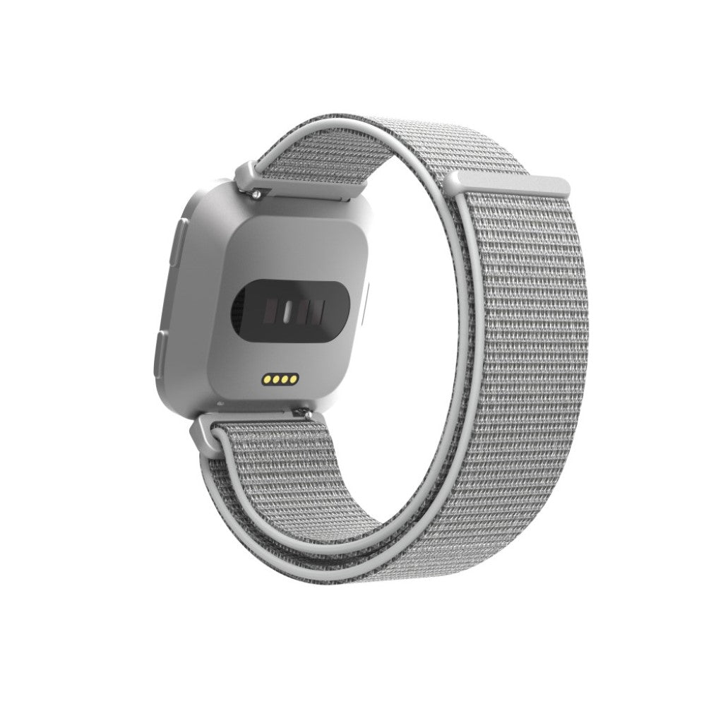 Super hårdfør Fitbit Versa Nylon Rem - Sølv#serie_8