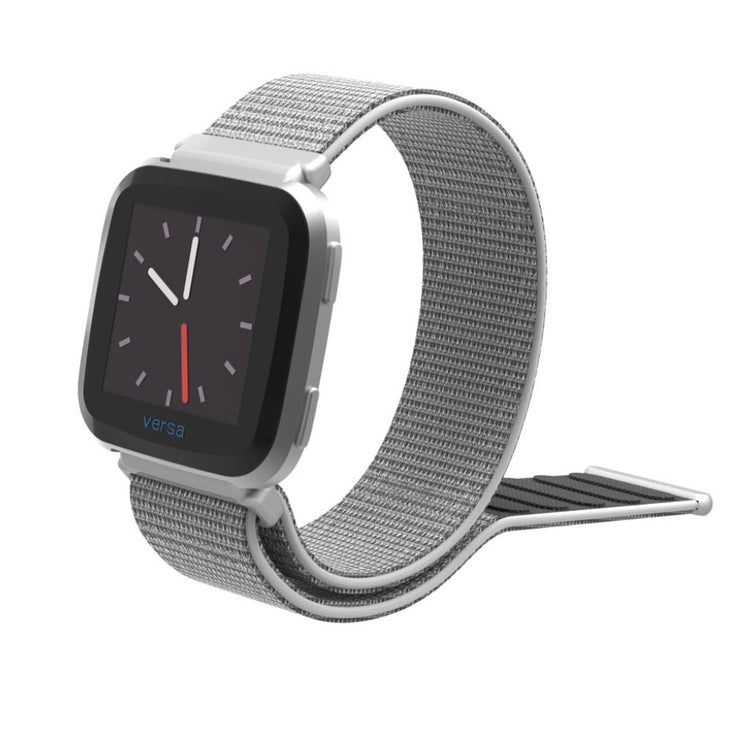 Super hårdfør Fitbit Versa Nylon Rem - Sølv#serie_8