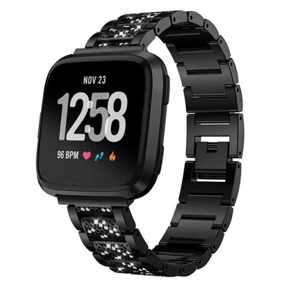 Super cool Fitbit Versa Metal og Rhinsten Rem - Sort#serie_5