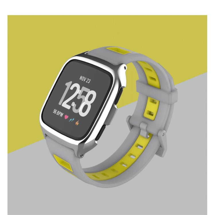 Glimrende Fitbit Versa Silikone Rem - Sølv#serie_8