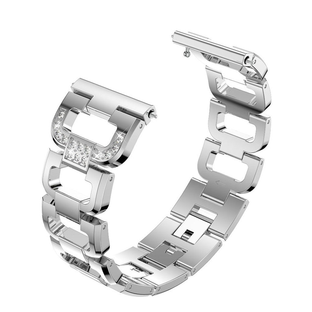 Fint Fitbit Versa Metal og Rhinsten Rem - Sølv#serie_2