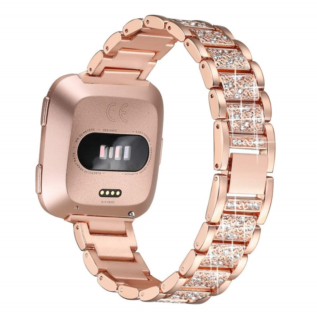 Nydelig Fitbit Versa Metal og Rhinsten Rem - Pink#serie_4