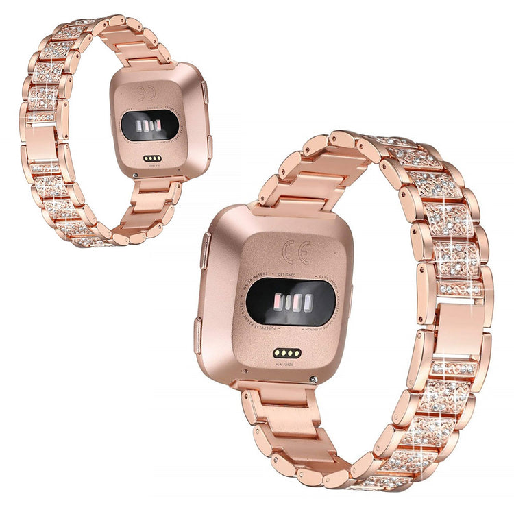 Nydelig Fitbit Versa Metal og Rhinsten Rem - Pink#serie_4