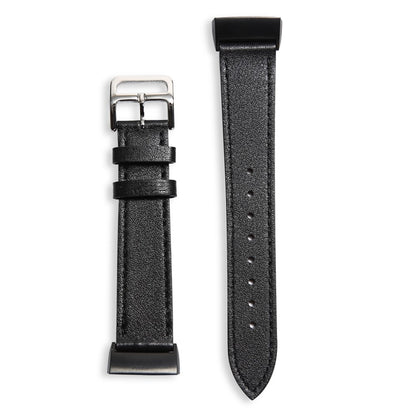 Tidsløst Fitbit Charge 3 Ægte læder Rem - Sort#serie_1