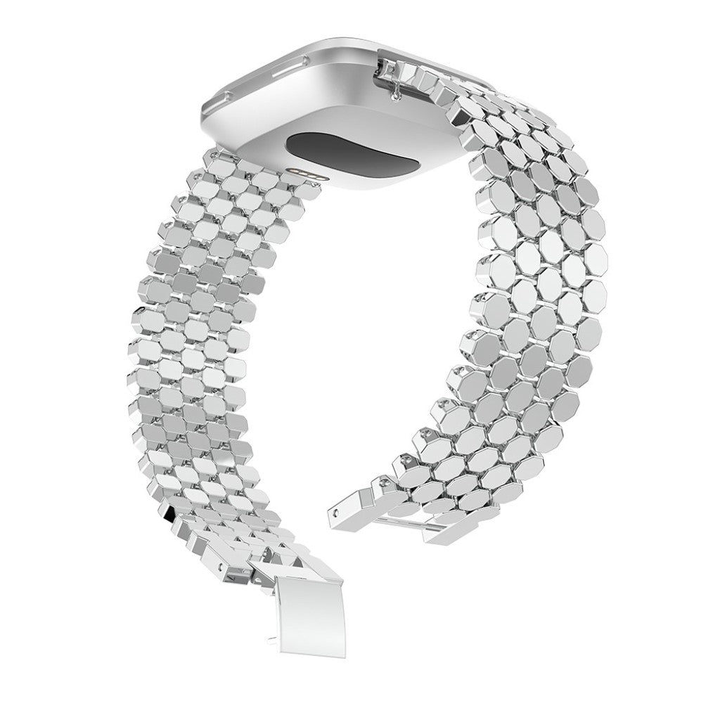 Super skøn Fitbit Versa Lite Metal Rem - Sølv#serie_2