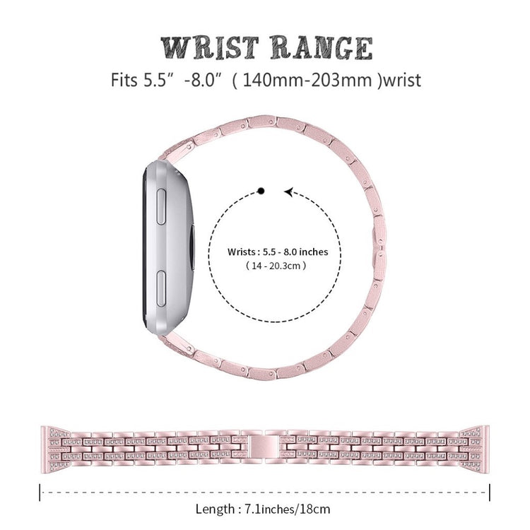 Mega fint Fitbit Versa Lite Metal og Rhinsten Rem - Pink#serie_2