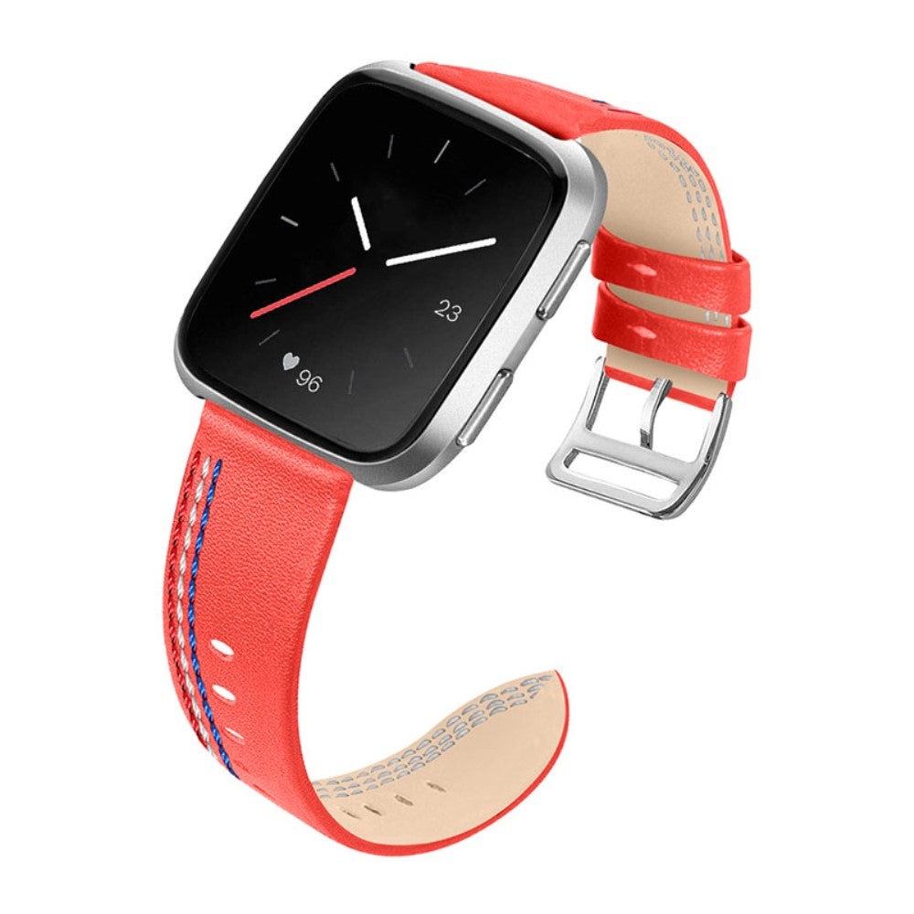 Kønt Fitbit Versa 2 / Fitbit Versa Lite Ægte læder Rem - Rød#serie_3