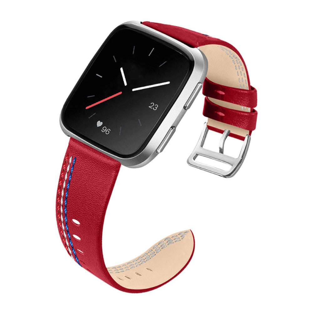 Kønt Fitbit Versa 2 / Fitbit Versa Lite Ægte læder Rem - Rød#serie_5