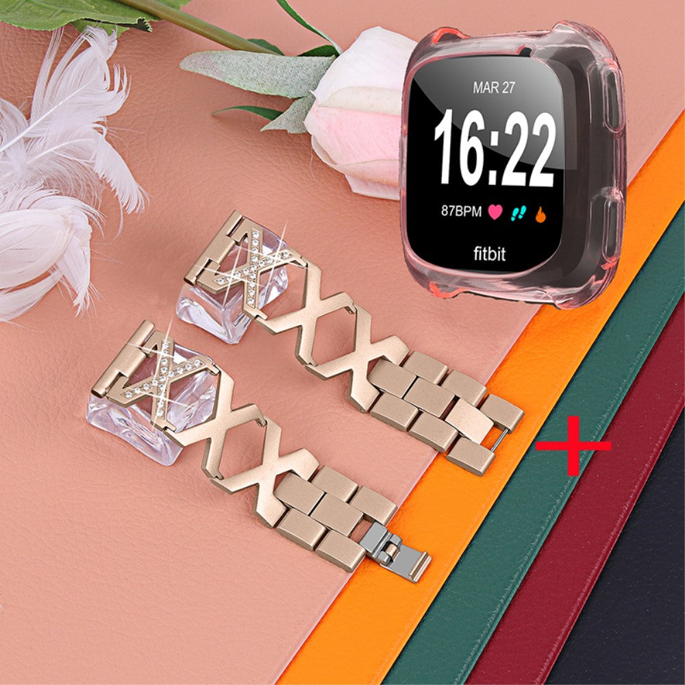 Fitbit Versa 2 / Fitbit Versa Lite Metal Rem med Cover - Guld#serie_1