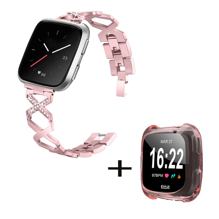 Fitbit Versa 2 / Fitbit Versa Lite Metal Rem med Cover - Pink#serie_3