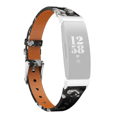 Vildt rart Fitbit Ace 2 / Fitbit Inspire Ægte læder Rem - Sort#serie_2