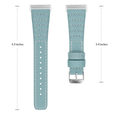 Meget flot Fitbit Versa 3 / Fitbit Sense Ægte læder Rem - Grøn#serie_5