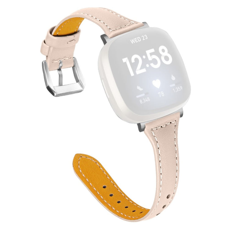 Stilren Fitbit Versa 3 / Fitbit Sense Ægte læder Rem - Beige#serie_10