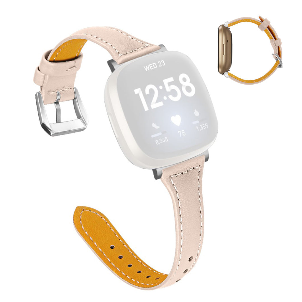 Stilren Fitbit Versa 3 / Fitbit Sense Ægte læder Rem - Beige#serie_10