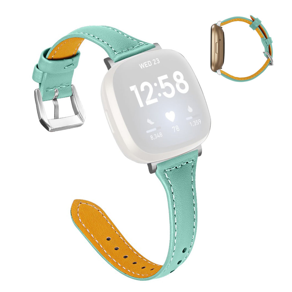 Stilren Fitbit Versa 3 / Fitbit Sense Ægte læder Rem - Grøn#serie_8