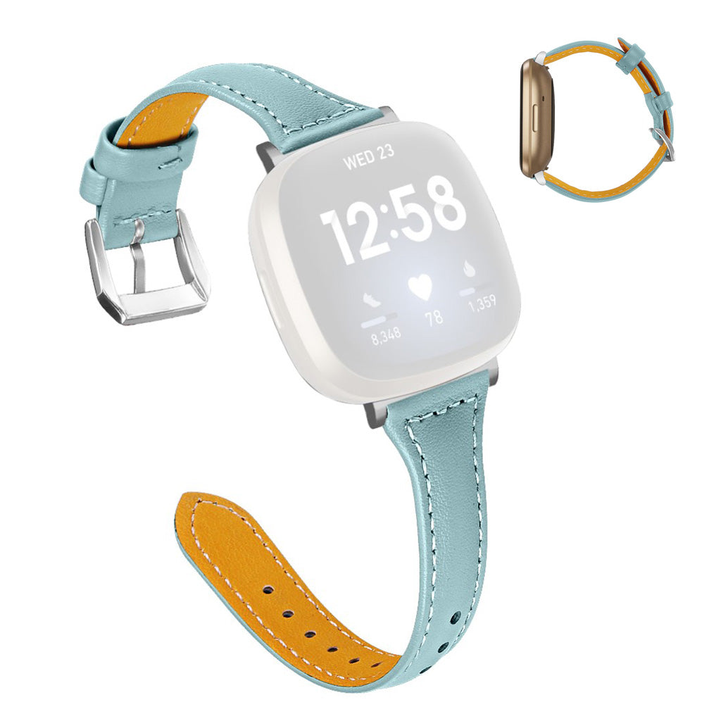 Stilren Fitbit Versa 3 / Fitbit Sense Ægte læder Rem - Blå#serie_9